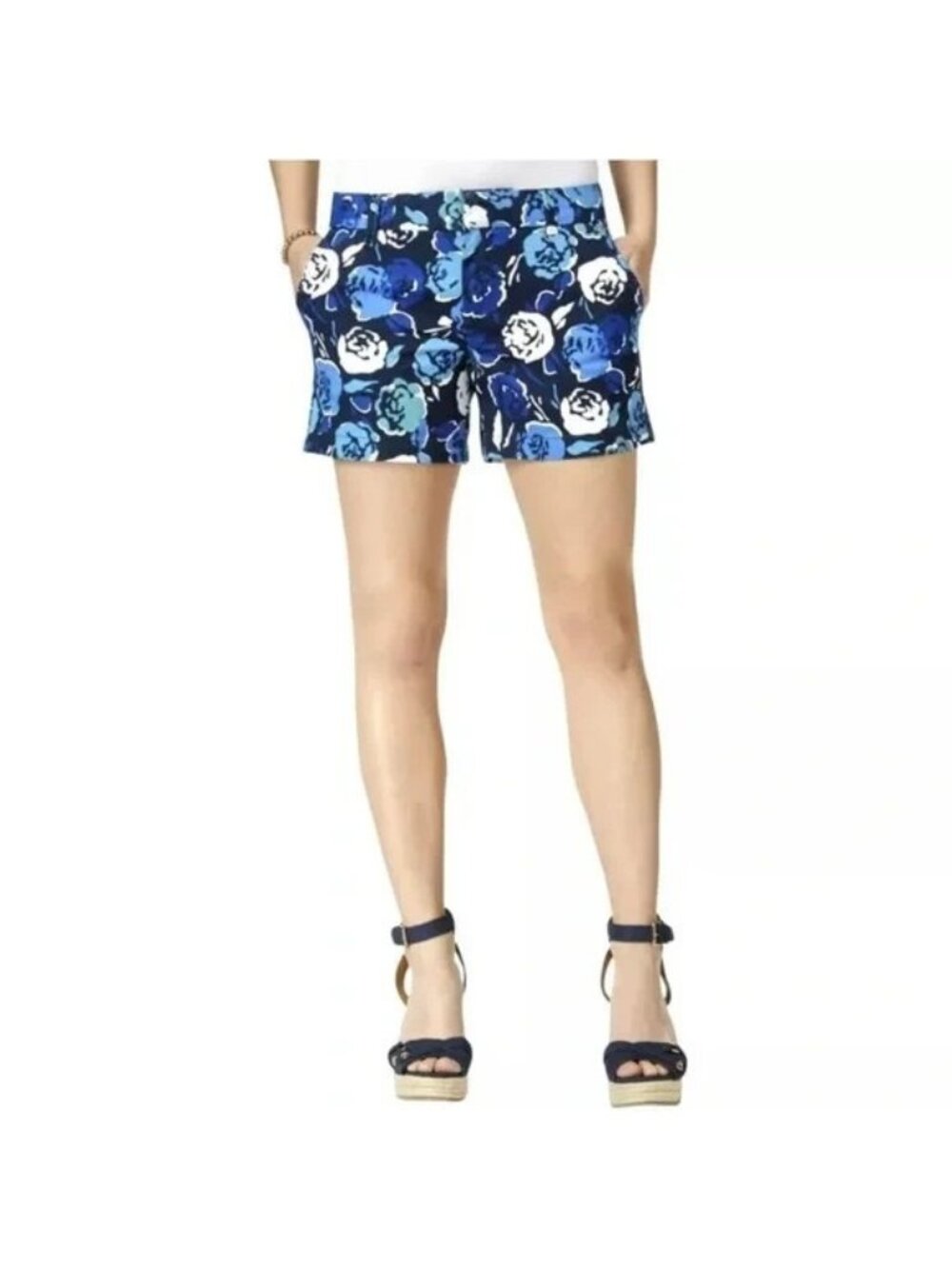 Tommy Hilfiger Womens Size 4 Blue Floral Chino New Shorts 5" Inseam NWT